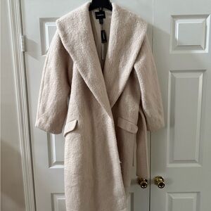 NWT Express Brand Heavyweight Cream Long Belted Jacket